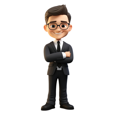 ai-generated-3d-cute-cartoon-businessman-character-in-black-suit-on-transparent-background-png
